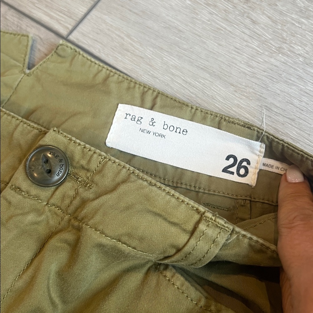rag & bone Olive Utility Classic field cotton Chinos size 26 - Picture 6 of 8